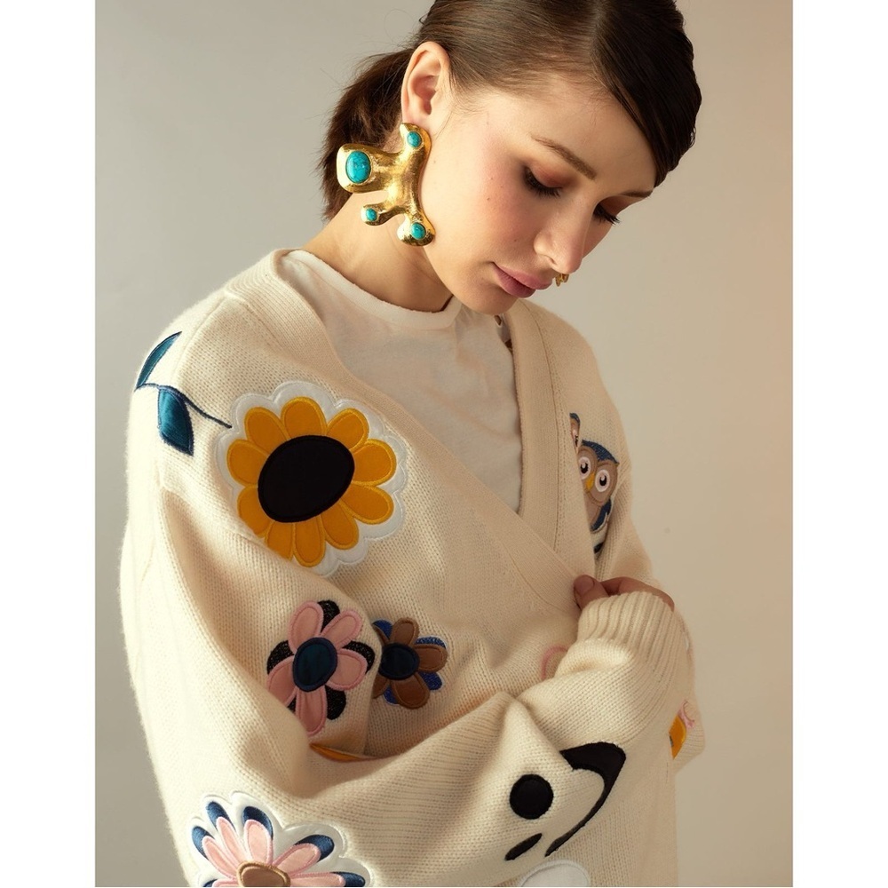 Cynthia Rowley Fun Patches Cardigan Small - Picture 8 of 9